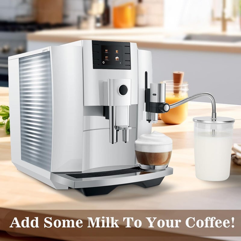 Fengind Glass Milk Container for Jura & Stainless Steel Milk Pipe Casing with HP3 Adapter, Compatible with Jura Coffee Machine Models: Z8, Z6, J6, S8, S80, E8, GIGA X8cG2 / X8G2/X3cG2 / X3G2, X8, X10, WE8 - Image 2